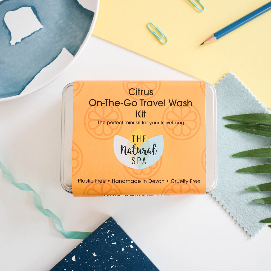 Citrus Mini Travel Wash Kit | Natural “On the Go” Shampoo,  Conditioner &amp; SoapSet | Vegan, Plastic-Free Hair Care | Perfect Travel Gift