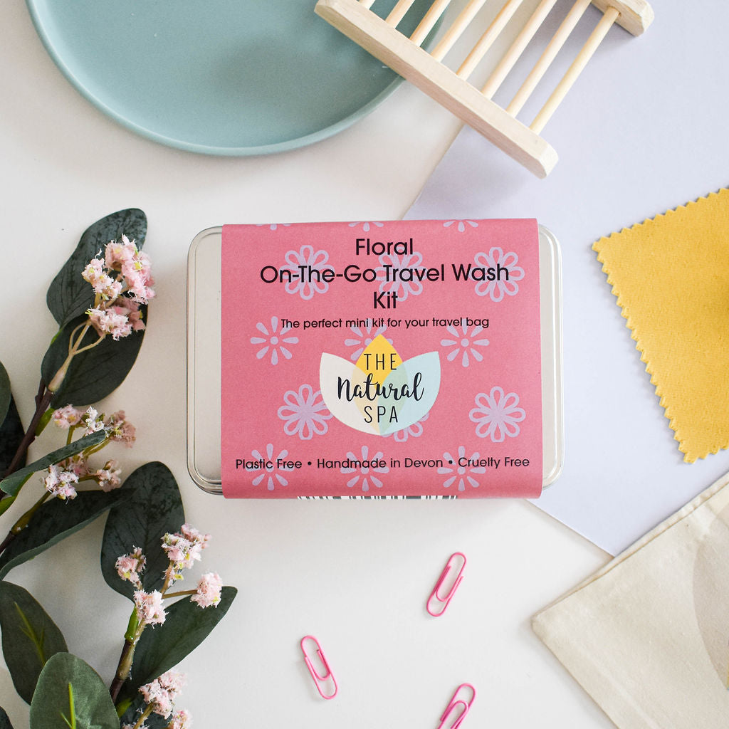 Floral Mini Travel Wash Kit | Natural “On the Go” Shampoo, Conditioner &amp; SoapSet | Vegan, Plastic-Free Hair Care | Perfect Travel Gift