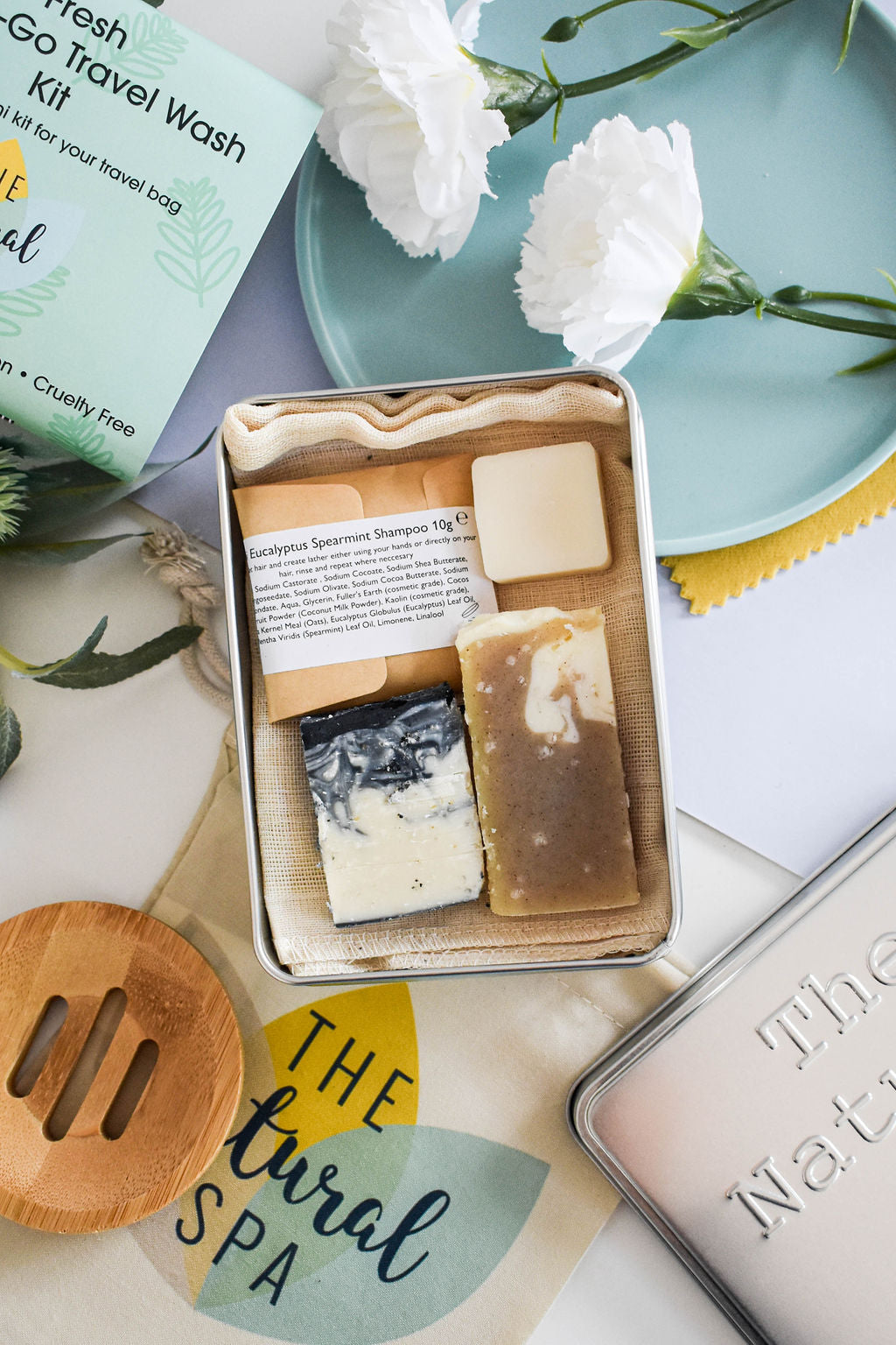 Fresh Mini Travel Wash Kit | Natural “On the Go” Shampoo, Conditioner &amp; Soap Set | Vegan, Plastic-Free Hair Care | Perfect Travel Gift