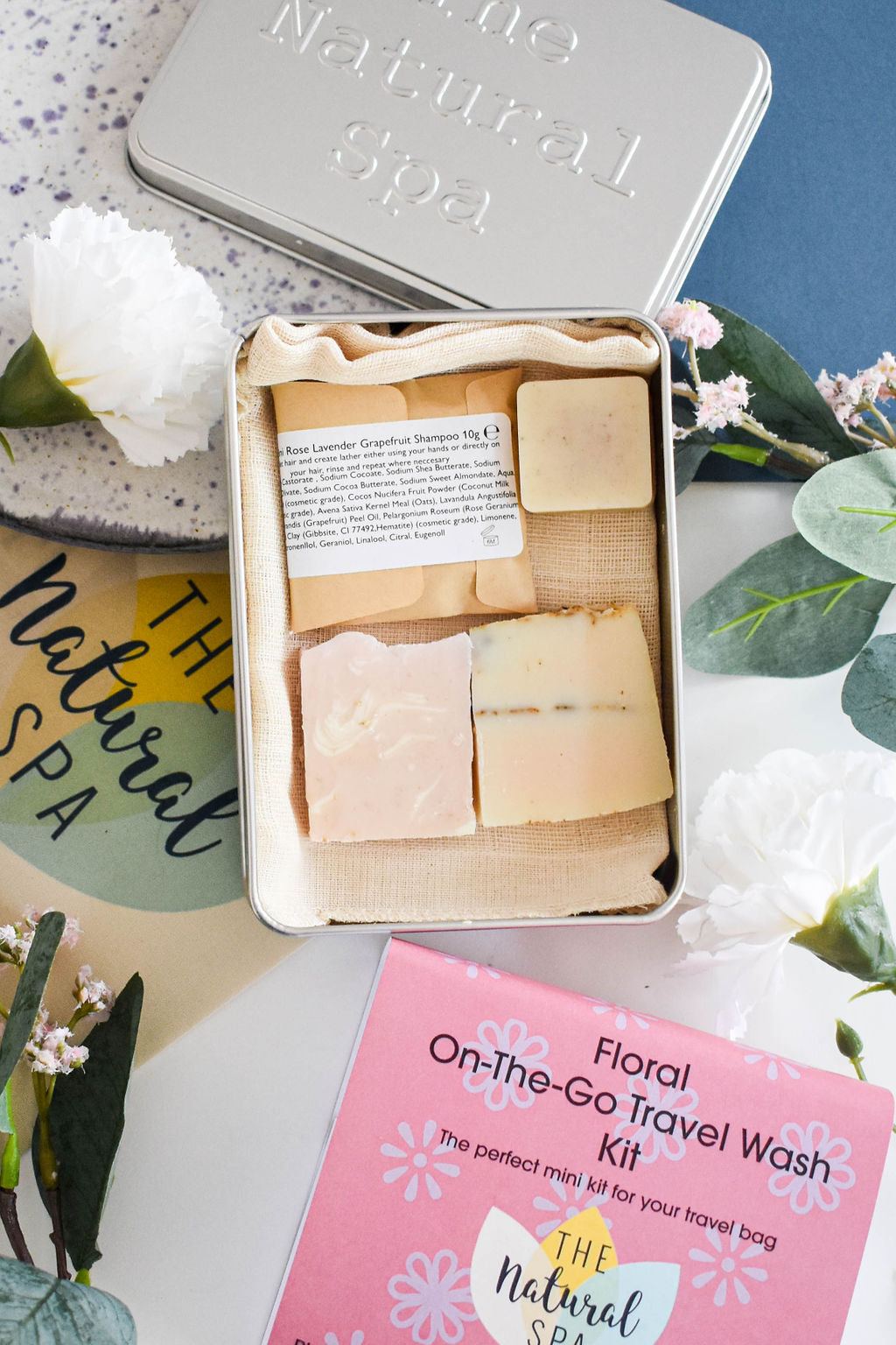 Floral Mini Travel Wash Kit | Natural “On the Go” Shampoo, Conditioner &amp; SoapSet | Vegan, Plastic-Free Hair Care | Perfect Travel Gift