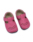 Kids Fuchsia Leather Slippers