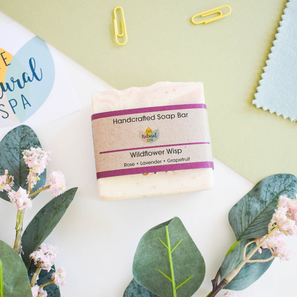 Wildflower Wisp Cold Process Soap | Rose, Lavender &amp; Grapefruit Natural Handcrafted Soap | Vegan, Plastic-Free Skincare | 3 Styles Available