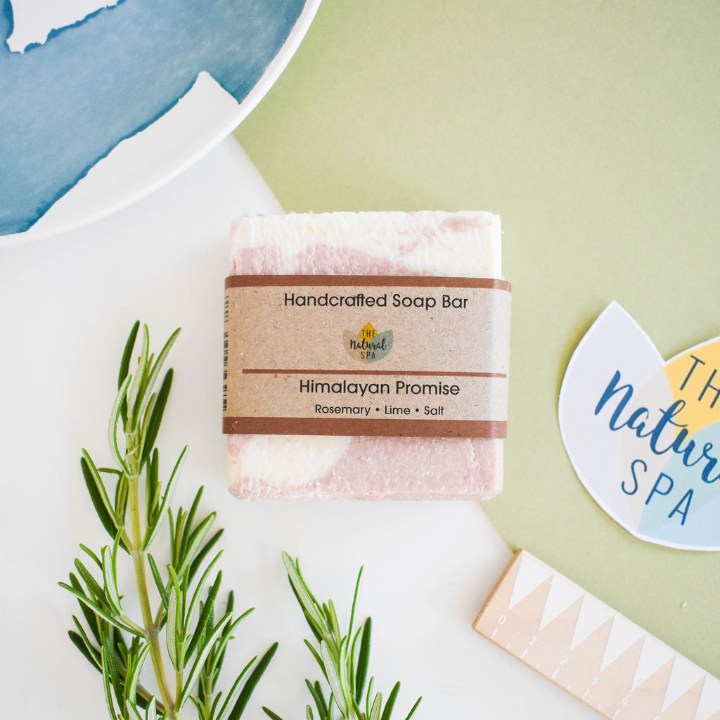 Himalayan Promise Soap Bar | Rosemary Lime &amp; Himalayan Pink Salt Natural Handcrafted Soap | Vegan, Plastic-Free Skincare | 2 Styles Available