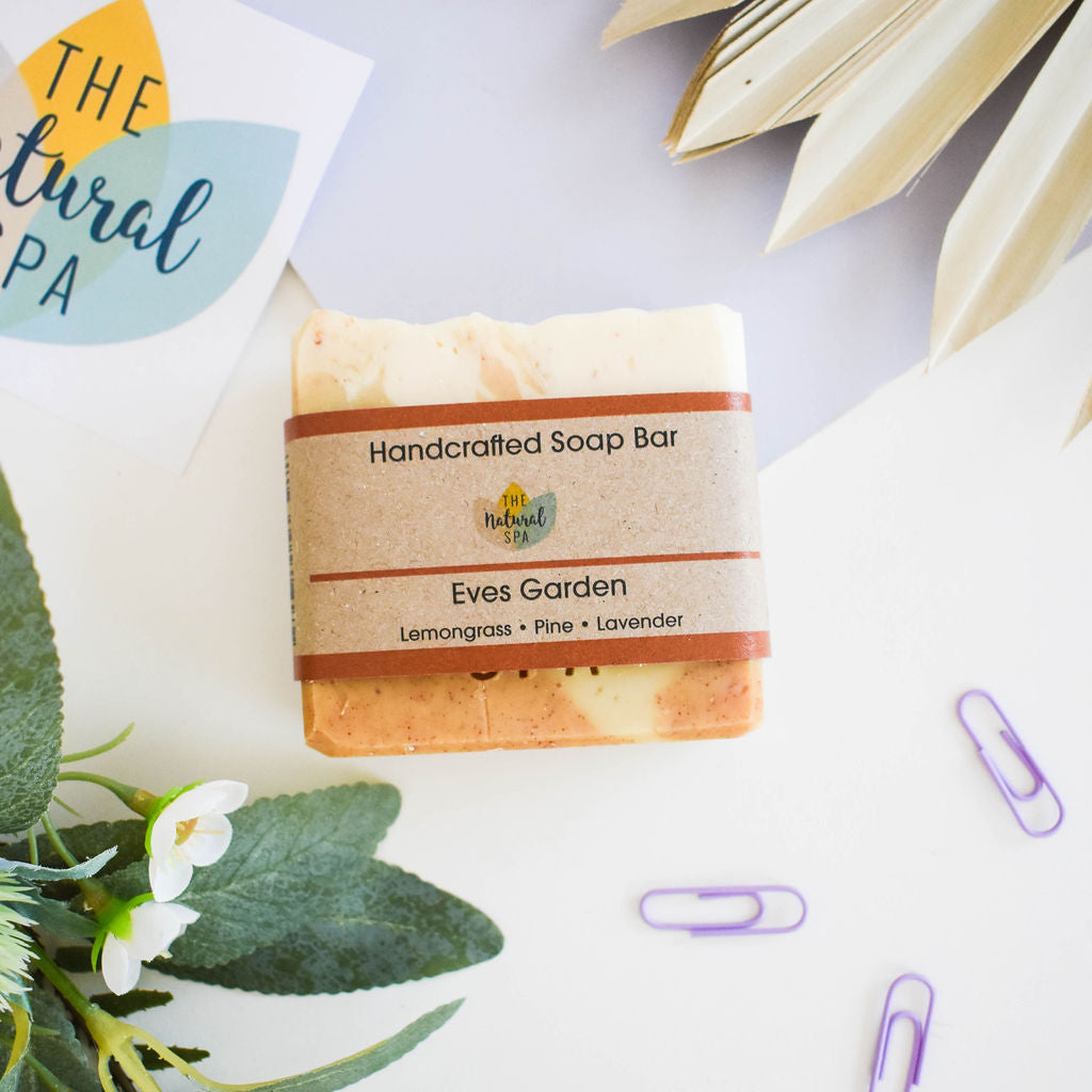 Eves Garden Cold Process Soap Bar | Lemongrass, Lavender &amp; Pine Natural Handcrafted Soap | Vegan, Plastic-Free Skincare | 3 Styles Available