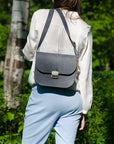 Natural Leather Saddle Bag Large – Grey