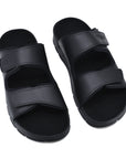 Black Leather Slip On Sandals