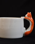 Orange Cat Cup with Resting Feline Handle