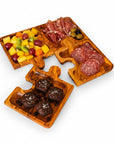Olive Wood Puzzle Serving Set 4pc | Interlocking Jigsaw Charcuterie Board Tray