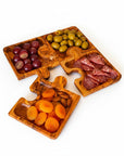 Olive Wood Puzzle Serving Set 4pc | Interlocking Jigsaw Charcuterie Board Tray
