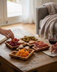 Olive Wood Puzzle Serving Set 4pc | Interlocking Jigsaw Charcuterie Board Tray