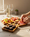Olive Wood Puzzle Serving Set 4pc | Interlocking Jigsaw Charcuterie Board Tray