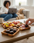Olive Wood Puzzle Serving Set 4pc | Interlocking Jigsaw Charcuterie Board Tray