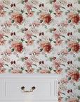 Large Pink Peony Floral Wallpaper