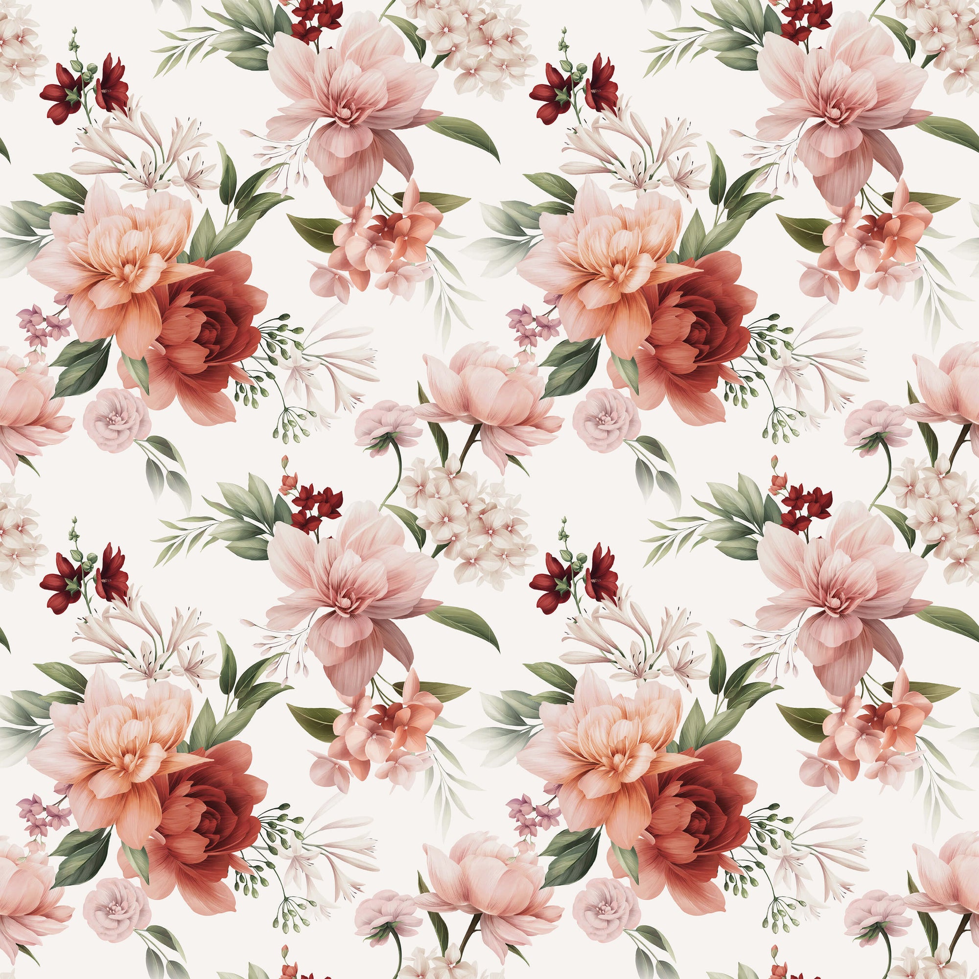 Large Pink Peony Floral Wallpaper