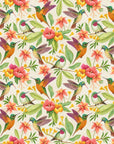 Daphne Hummingbird and Floral Wallpaper