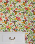 Daphne Hummingbird and Floral Wallpaper