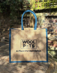 Reusable Hessian Shopping Bag with Flat Base – Durable Eco Tote (40x35x18cm) - Dark Blue