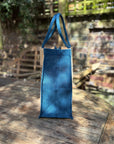 Reusable Hessian Shopping Bag with Flat Base – Durable Eco Tote (40x35x18cm) - Dark Blue