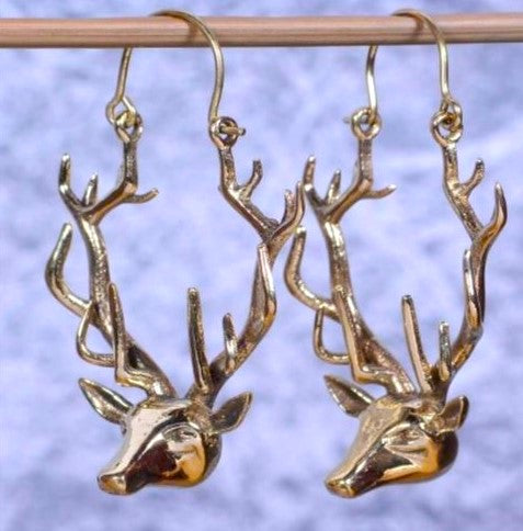Handcrafted Reindeer Earrings – Unique Antler Hoop Design