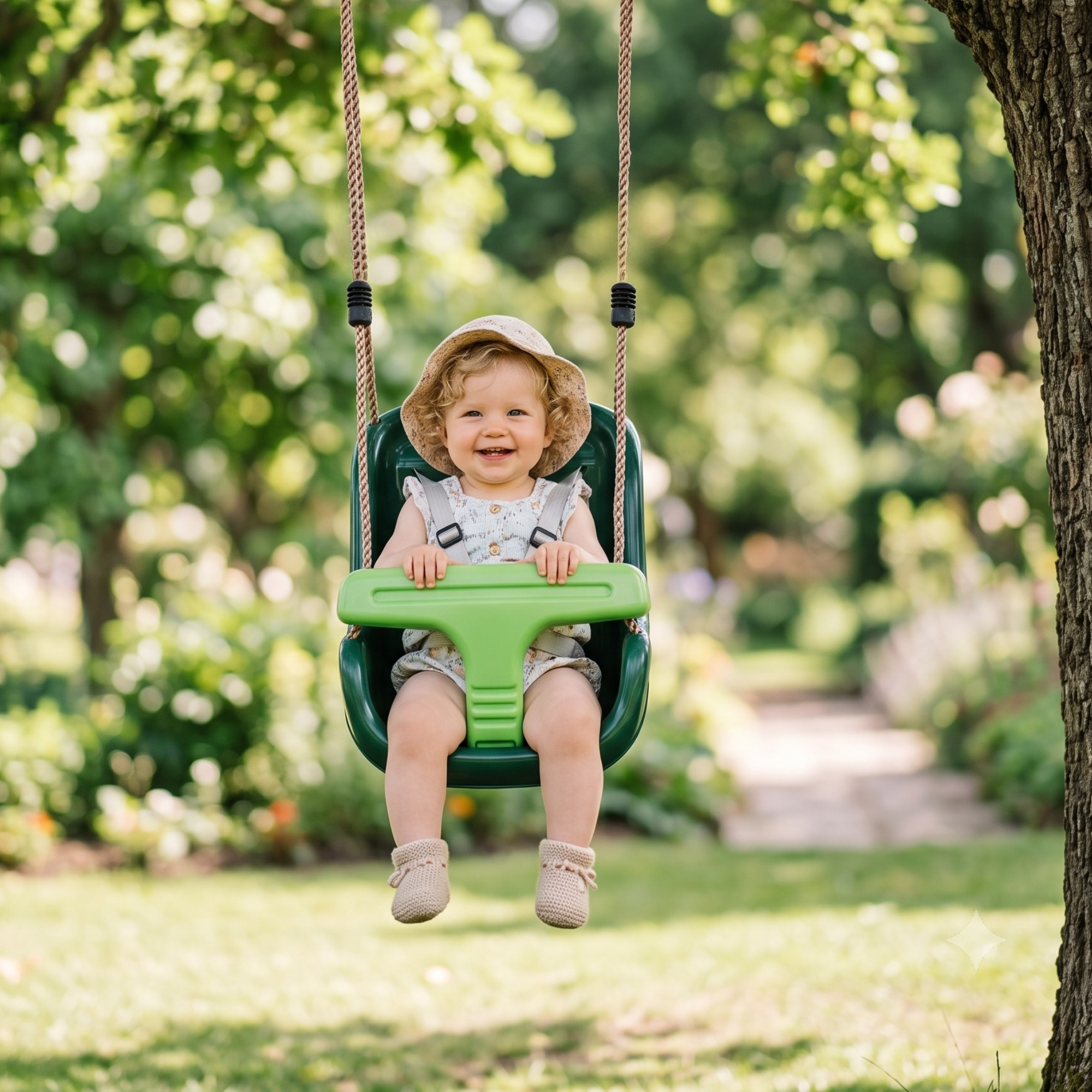 Baby Swing Seat - Green Deluxe - Safe &amp; Comfortable