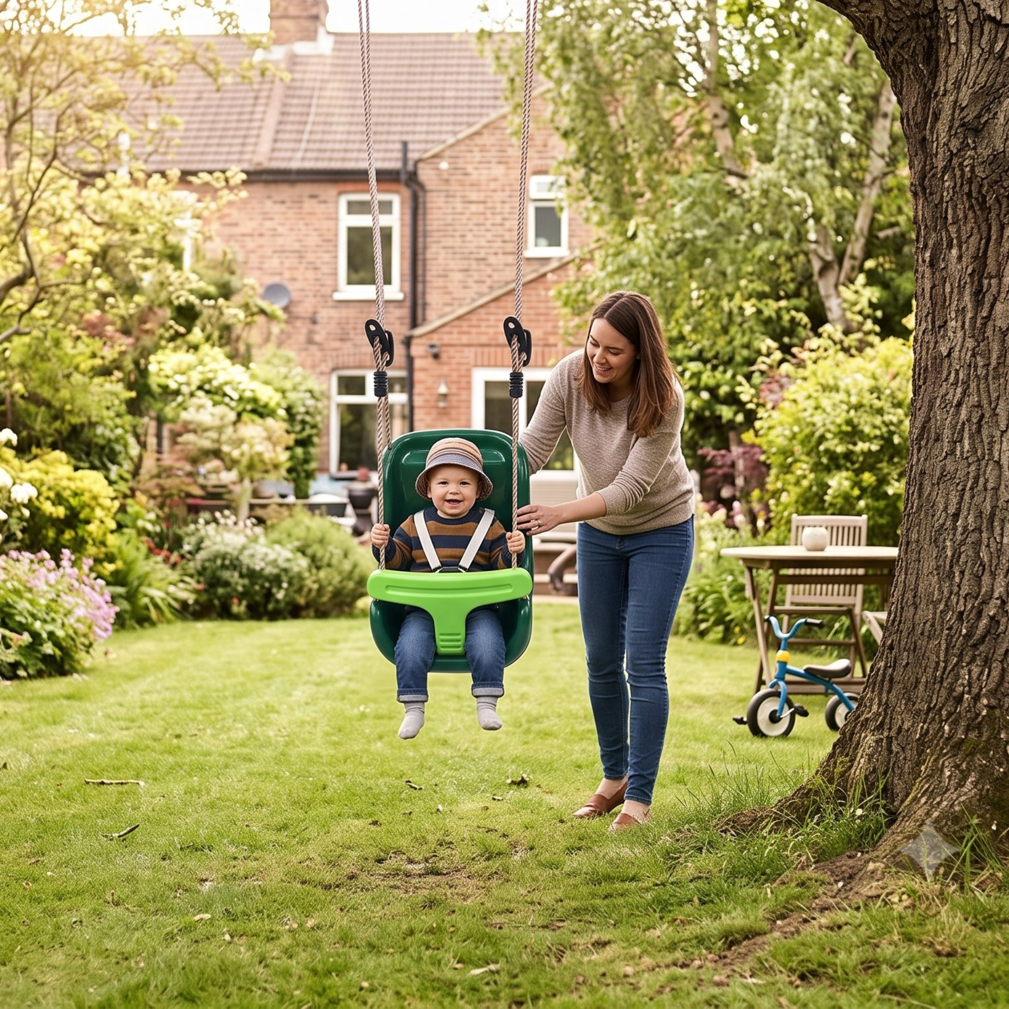 Baby Swing Seat - Green Deluxe - Safe &amp; Comfortable