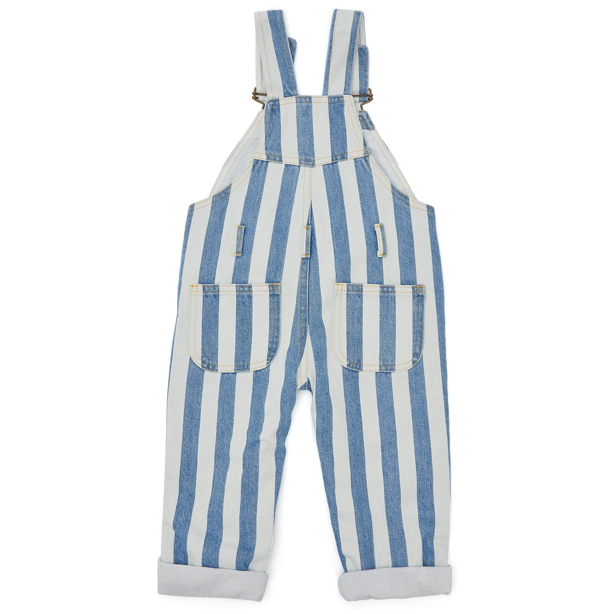 Classic Wide Stripe Denim Dungarees - Blue