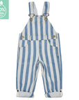Classic Wide Stripe Denim Dungarees - Blue