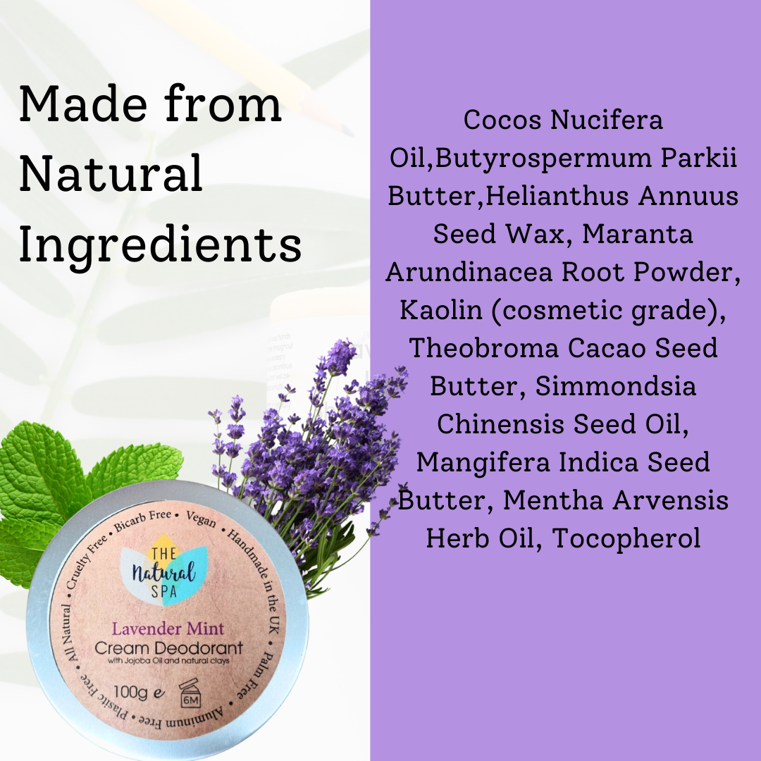 Lavender Mint Cream Deodorant Balm | Natural Bicarb &amp; Aluminium-Free | Gentle, Vegan, Plastic-Free Odour Protection