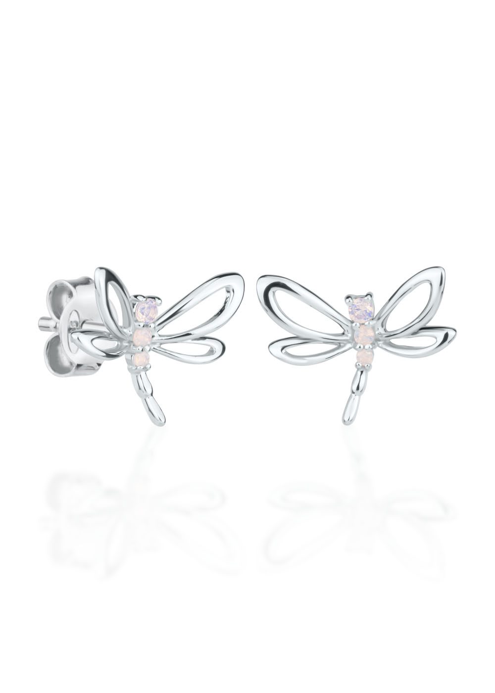 Minimalist Dragonfly Earrings with Pink Opal Nanocrystals by Dondella at www.brixbailey.com