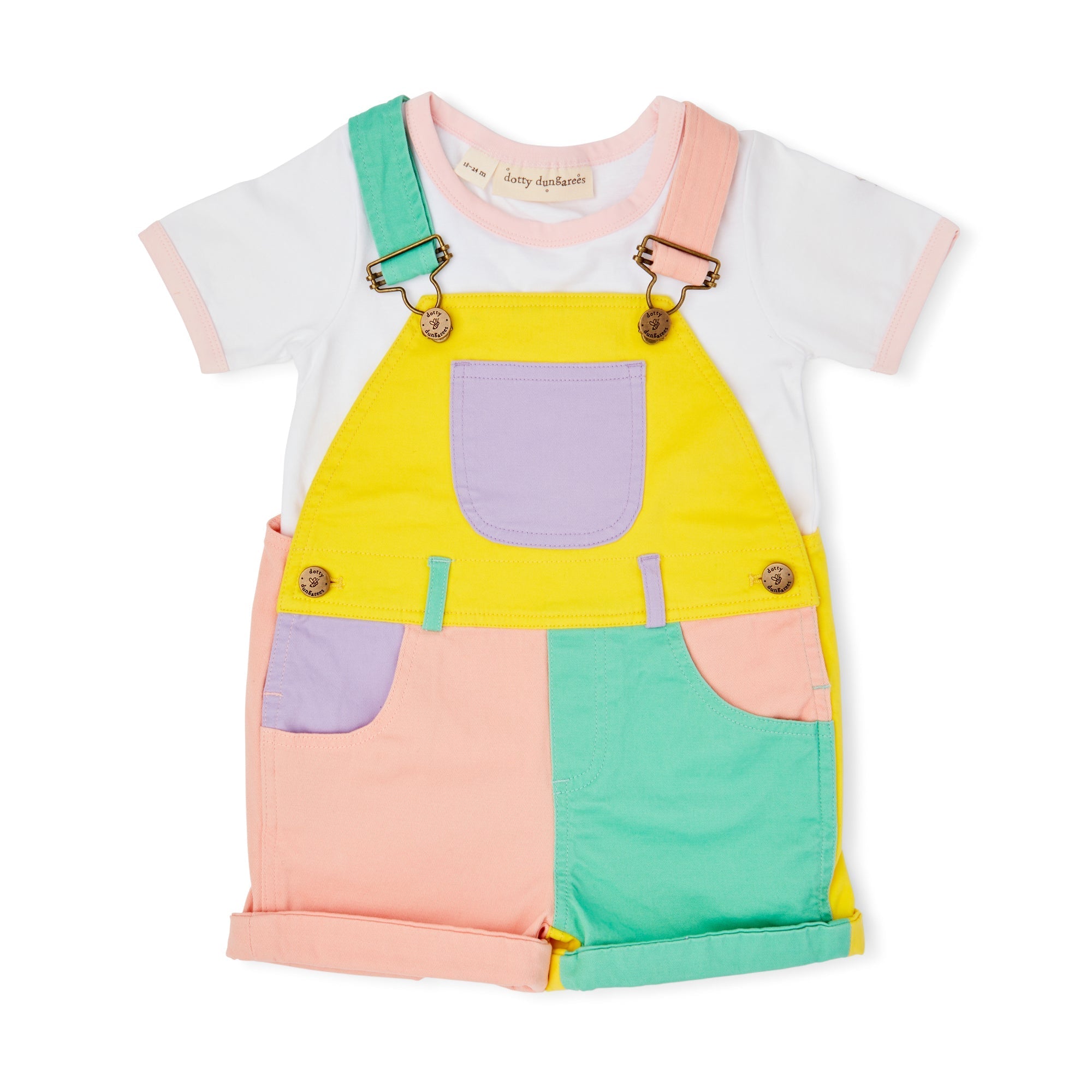 Pastel Colourblock Denim Shorts