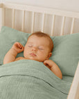 drap plat 80x110 coton bio vert bébé papate