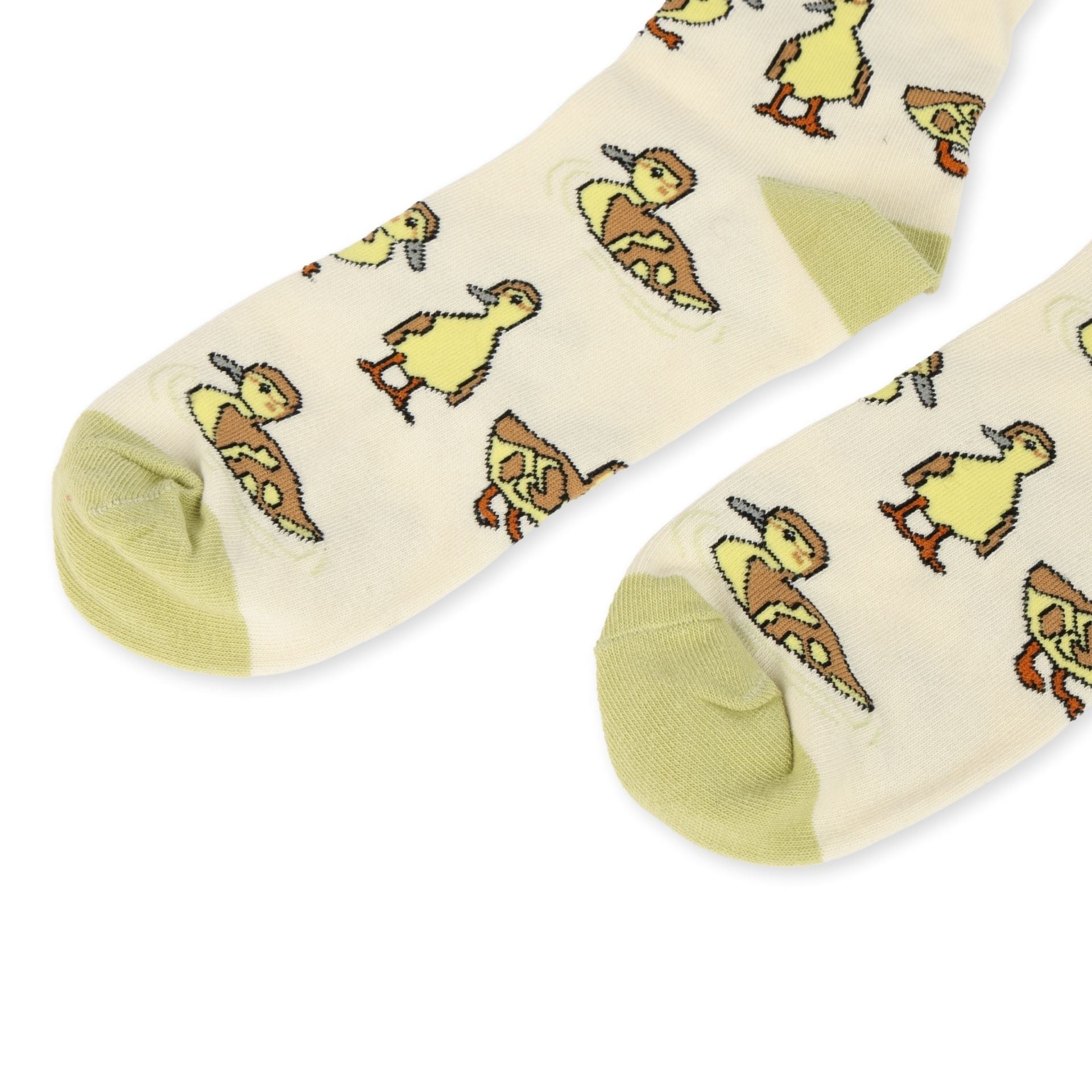 Save the Ducklings Bamboo Socks in White and Green