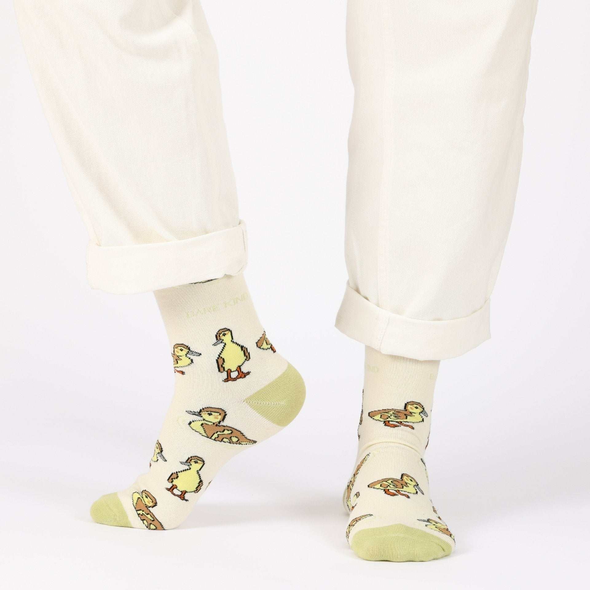 Save the Ducklings Bamboo Socks in White and Green