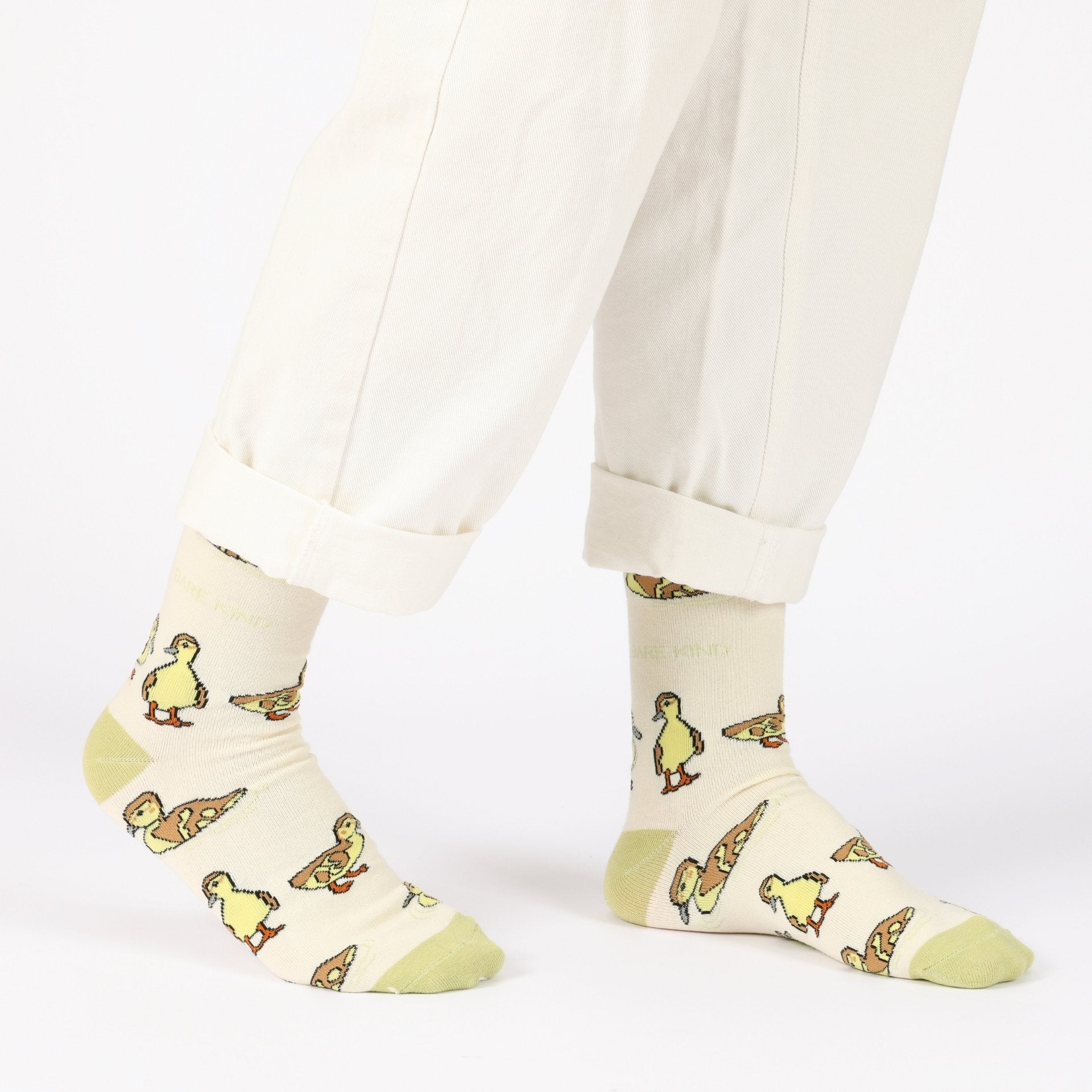 Save the Ducklings Bamboo Socks in White and Green