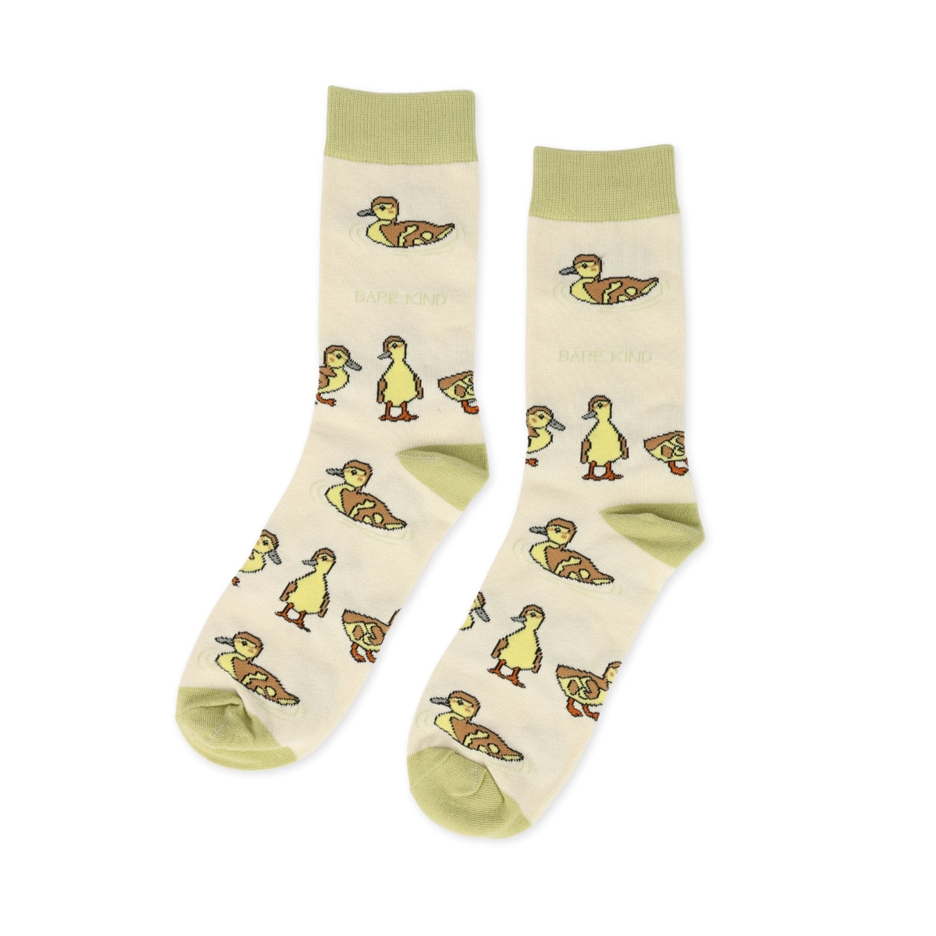 Save the Ducklings Bamboo Socks in White and Green