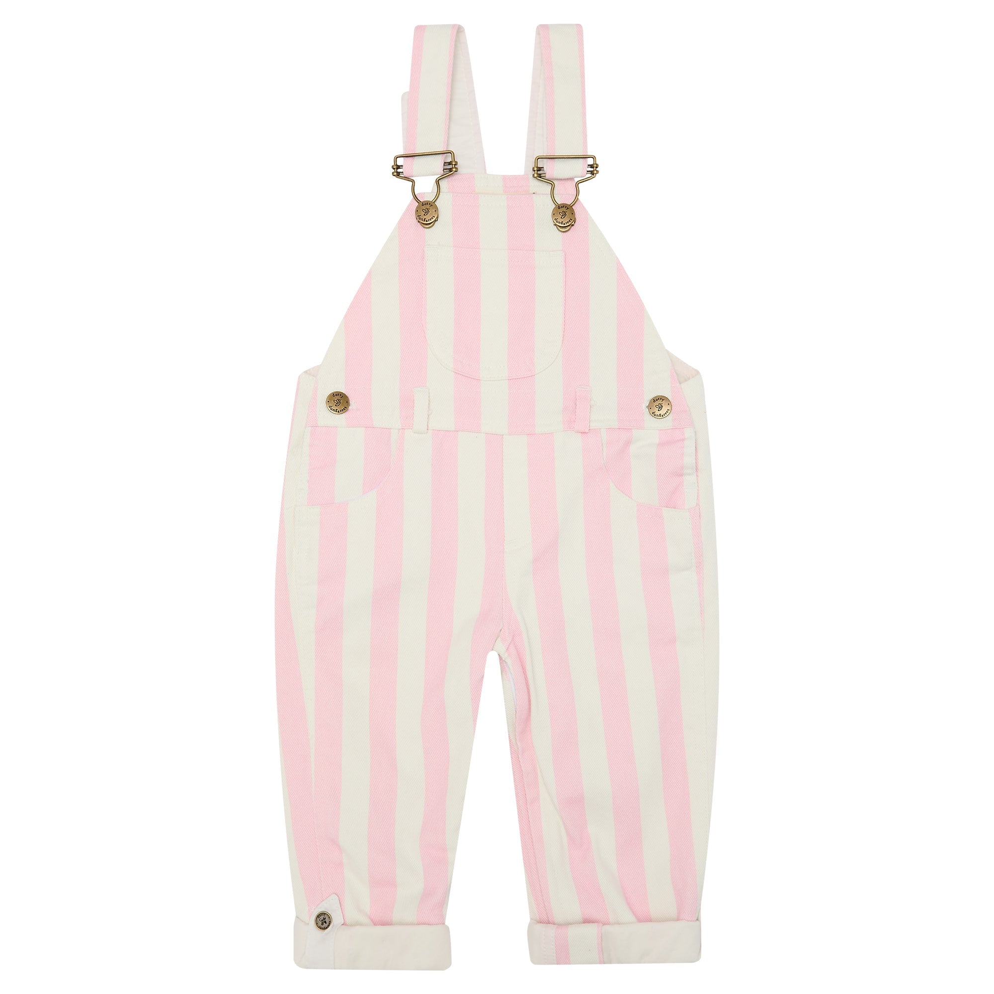 Classic Wide Stripe Denim Dungarees - Pink