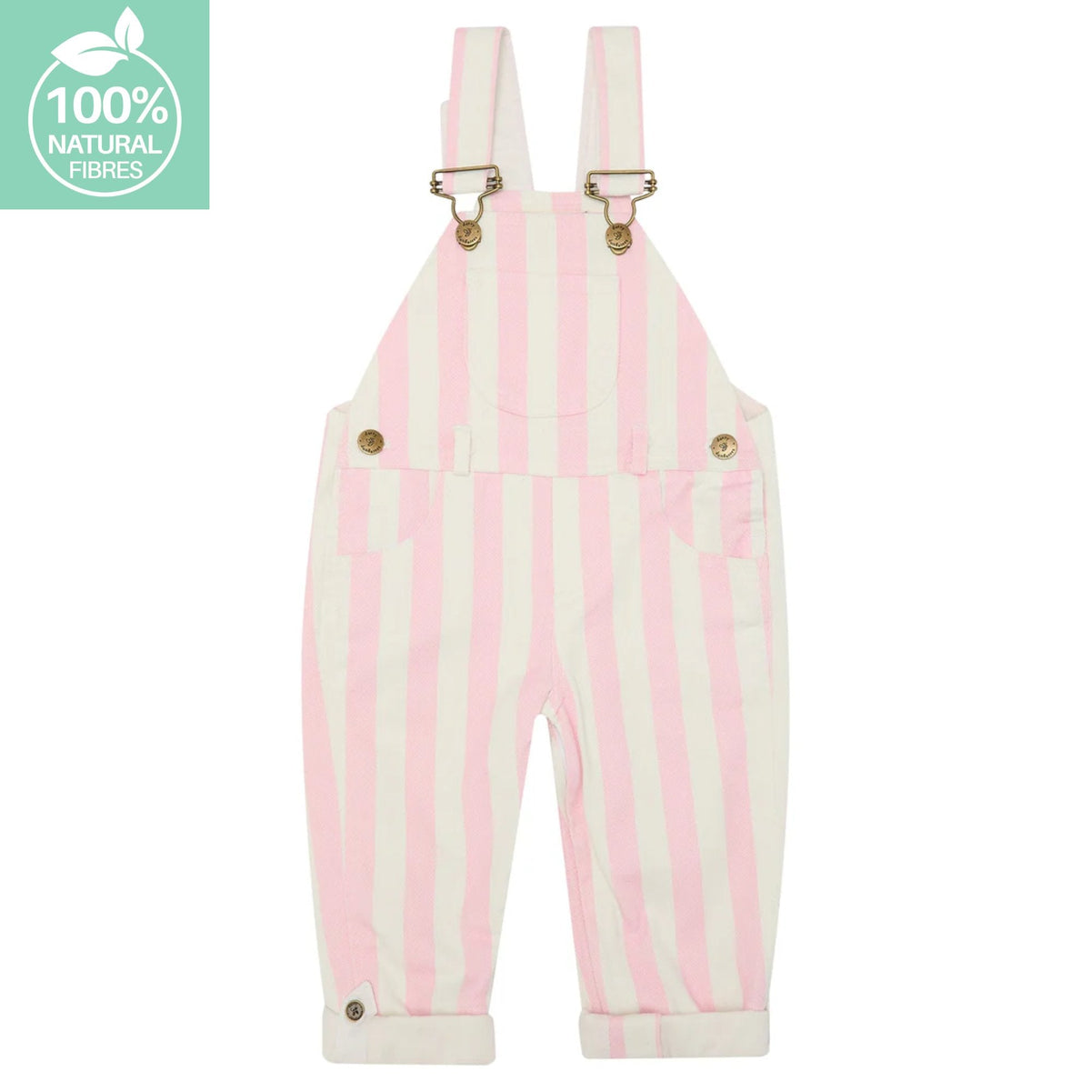 Classic Wide Stripe Denim Dungarees - Pink