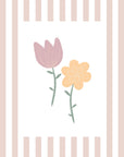 Flowers Print - Dusky Pink Stripes
