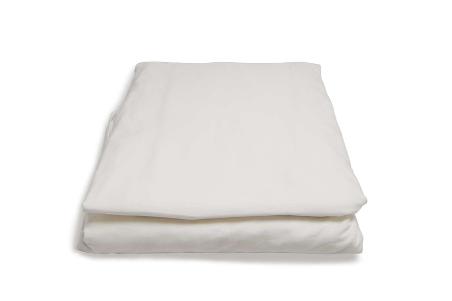 Luxury premium 100% organic cotton percale duvet cover, ultra-soft white breathable percale weave, stylish and durable for year-round comfort by Karpāsa London at brixbailey.com