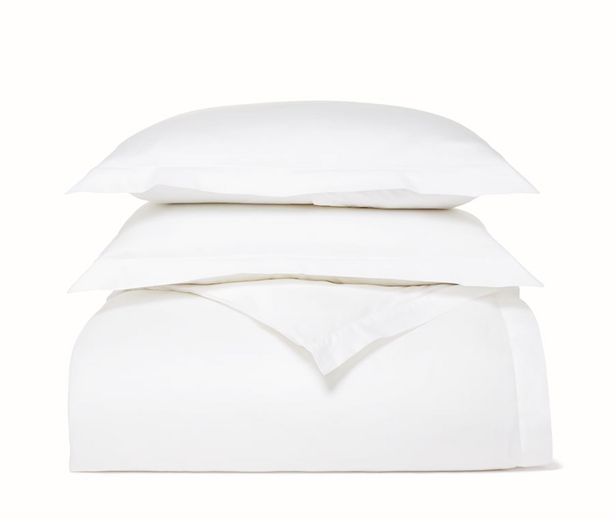 Luxury white organic cotton percale duvet cover, premium 100% extra long staple cotton, breathable and durable, stylish and soft by Karpāsa London at brixbailey.com