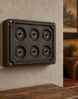 6 Gang 2 Way Antique Copper Toggle Light Switch | Metal Conduit