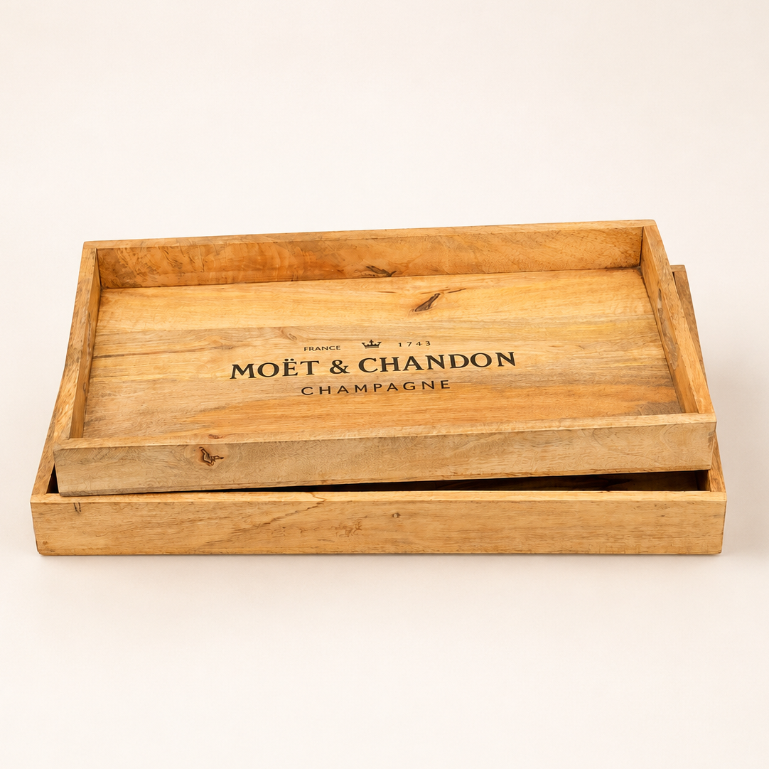 Moët &amp; Chandon Wooden Serving Tray Set