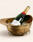 Solid Antique Brass Polo Helmet Champagne Ice Bucket | Wine Cooler