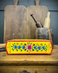 Yellow Wooden Painted Brick Mould / Decorative Herb Planter / Storage Box Tray