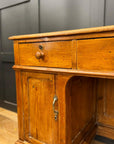 Antique Pine Pedestal Desk Dressing Table with Cupboards & Drawers