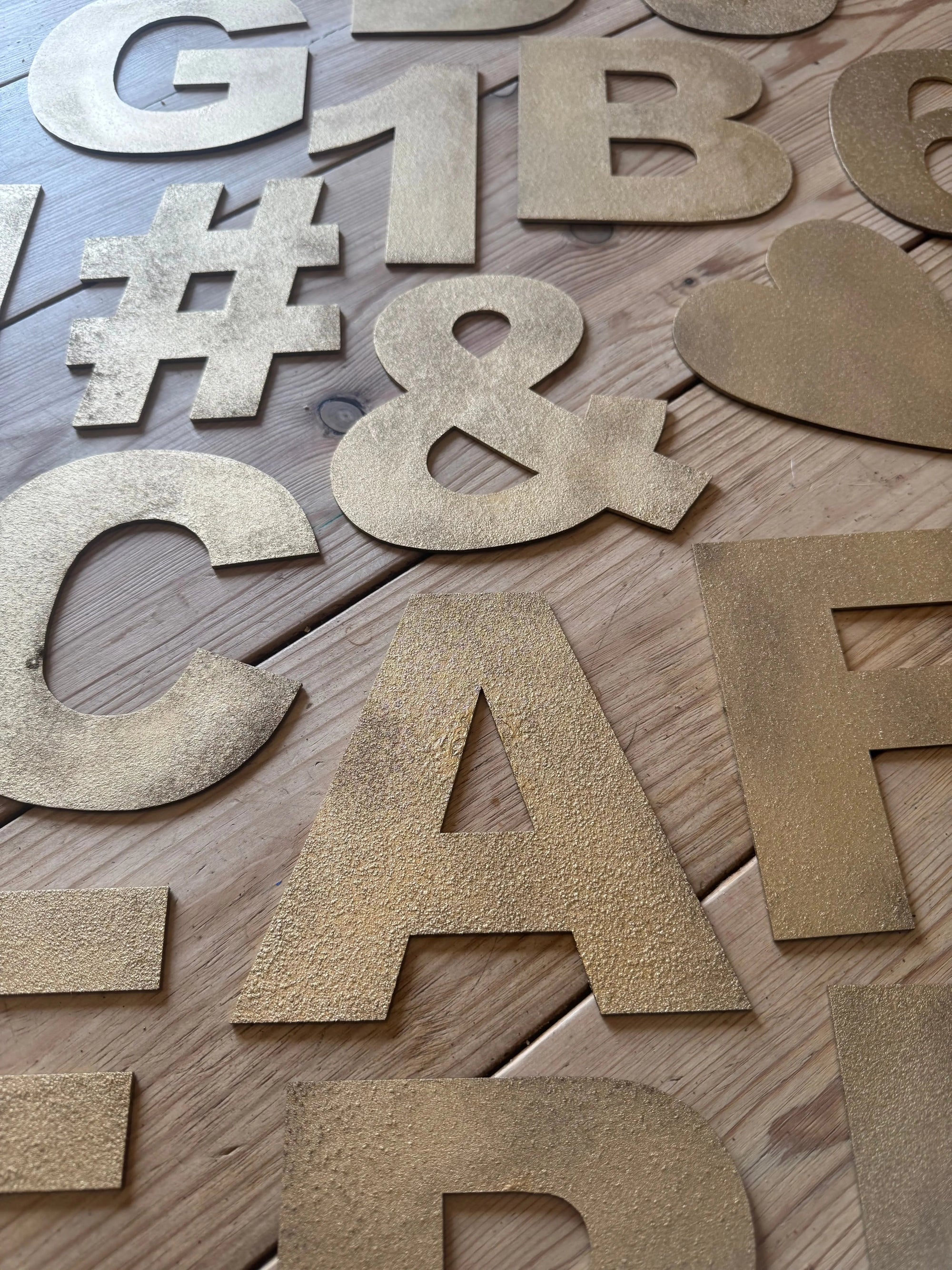 Gold Fat Font Metal Alphabet Letters – 5” or 12” Decorative Lettering A–Z