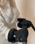 Waterproof Natural Sheepskin Stroller Hand Muffs - Black