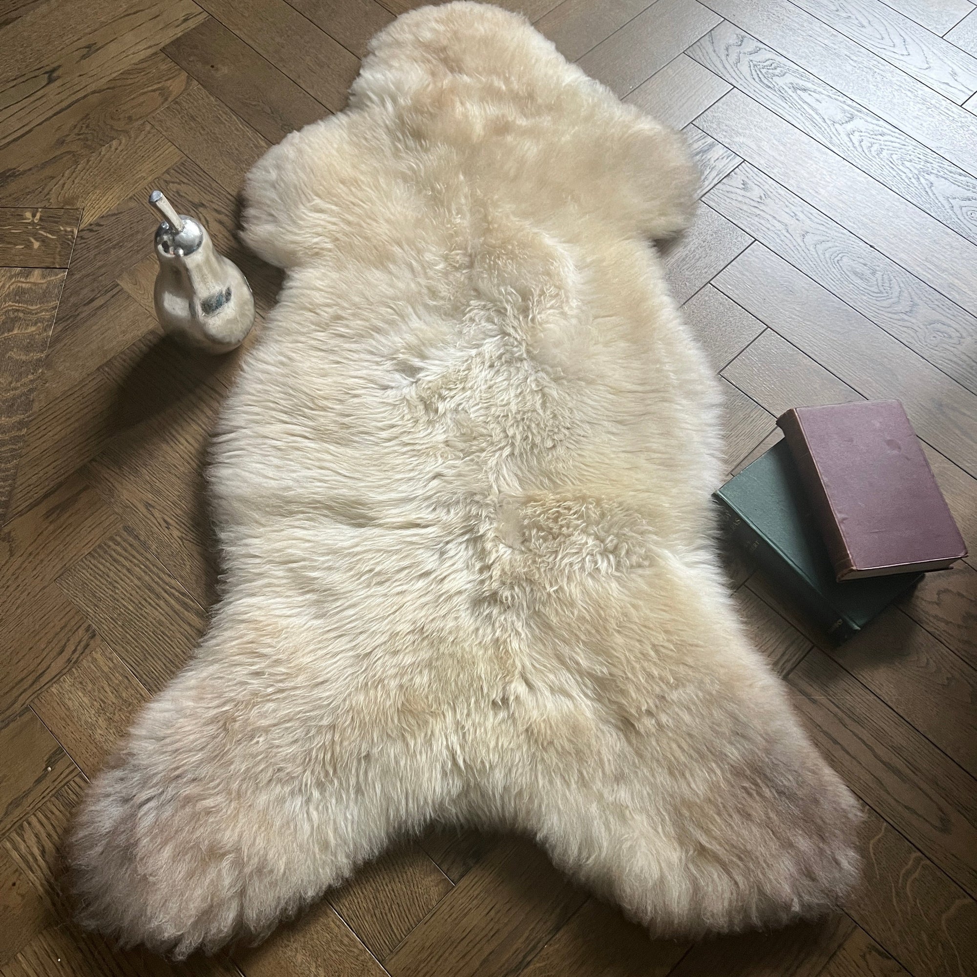 Premium champagne mix sheepskin rug, 100% natural free-range, large undyed fleece, soft silky fur, luxury rare breed sheepskin by Wildash London at brixbailey.com