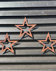 Set of 3 Rusty Metal Stars, Decorations For The Home And Garden.