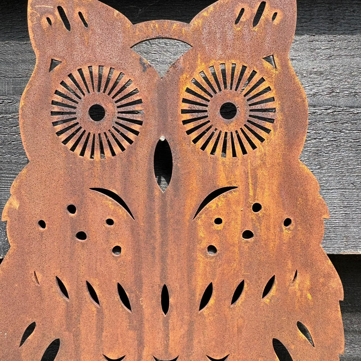 Rusty Metal Standing Owl Garden Decoration